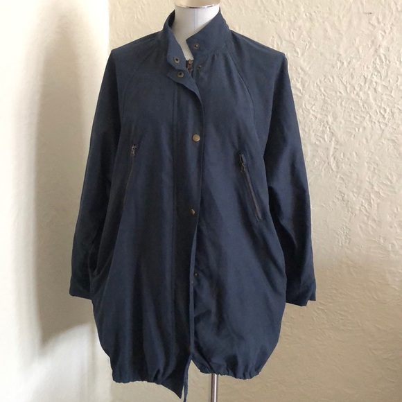 Brandy Melville Rare Blue Jacket Anorak Zippers Coat - Picture 1 of 11
